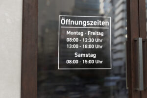 Öffnungszeiten Aufkleber für Schaufenster