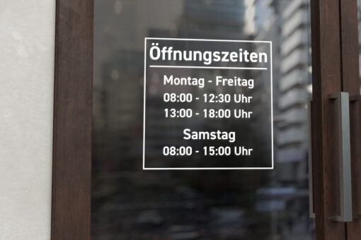 Öffnungszeiten Aufkleber für Schaufenster